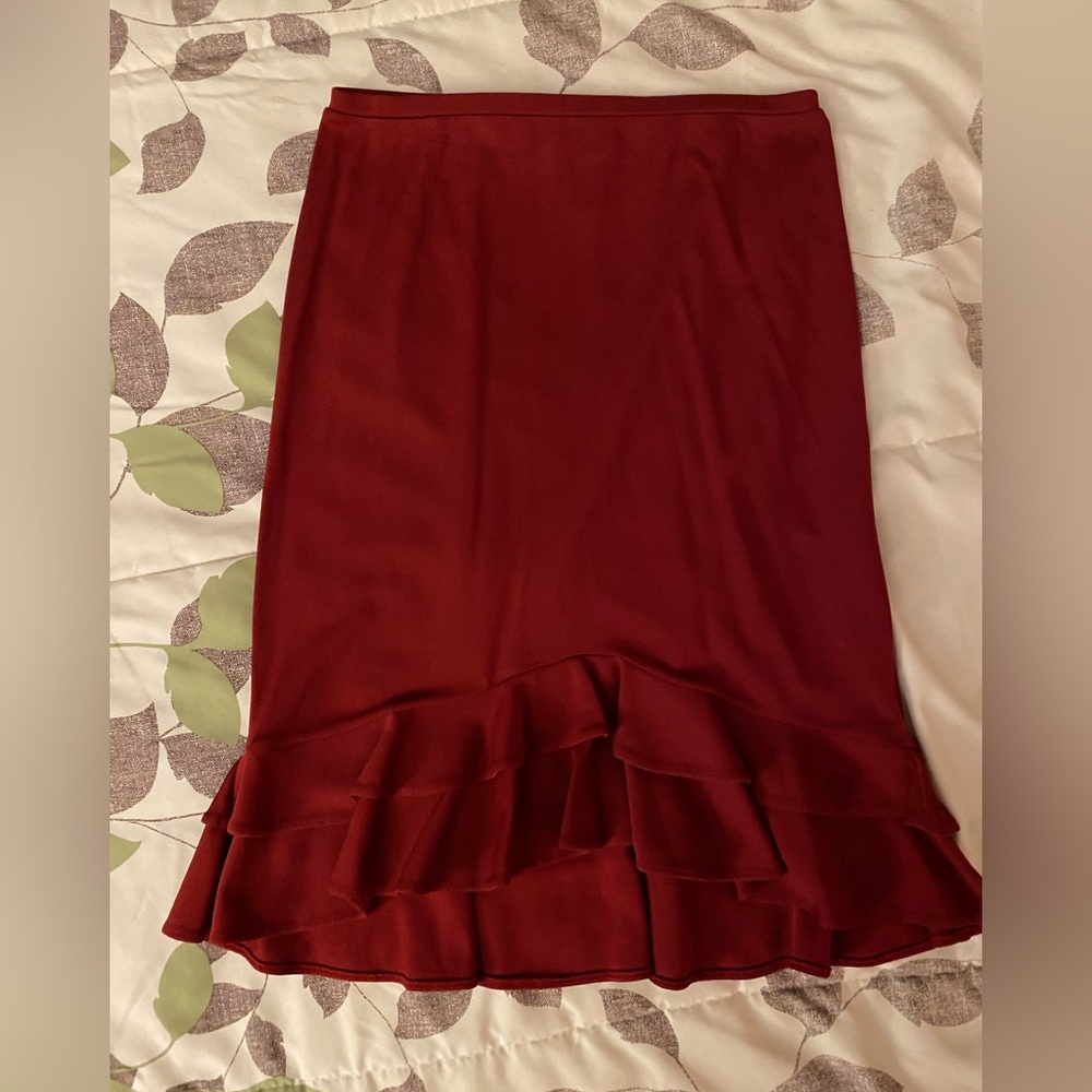 LOFT petite XS red  Ruffle Skirt